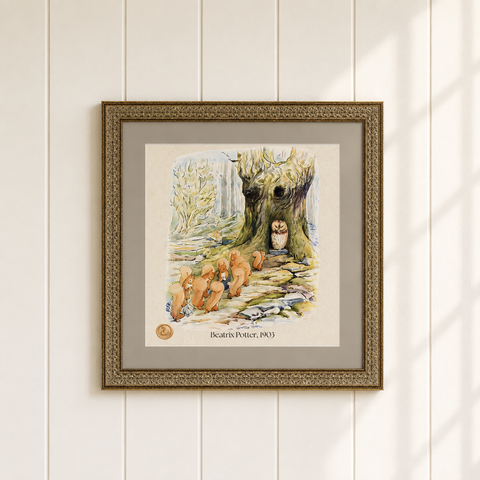 Back to Owl Island, Feat. Beatrix Potter Illustration ~ Gold Frame