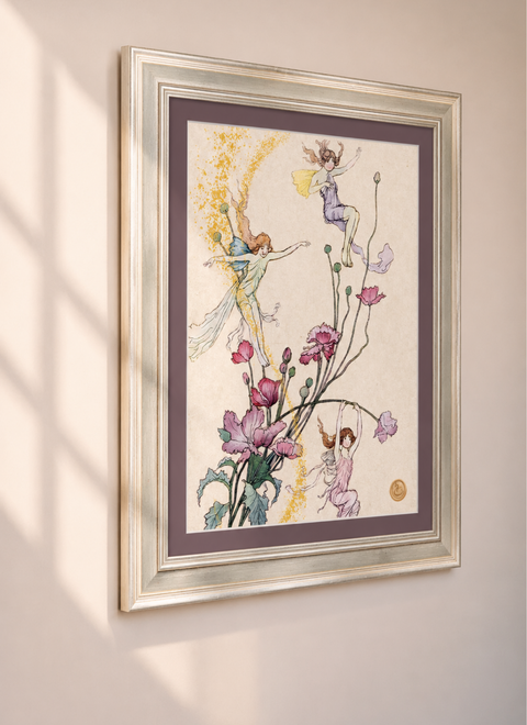 Fairies Dancing in the Cosmos - Silver Gilded Frame