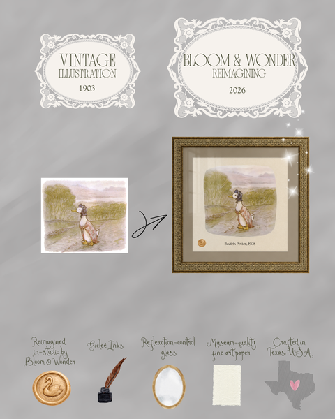Madame Puddle Duck, Feat. Beatrix Potter Illustration ~ Gold Frame