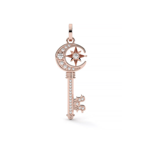 Moon Key Pendant ~ Solid Silver or Gold