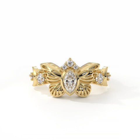 The Forest Butterfly Ring - Solid Gold & Diamonds
