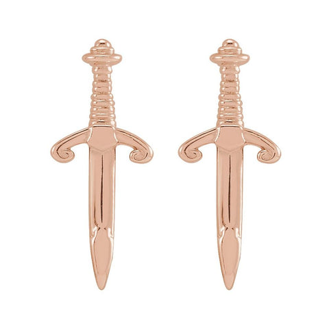 "Heroine" 14K Gold Dagger Stud Earrings