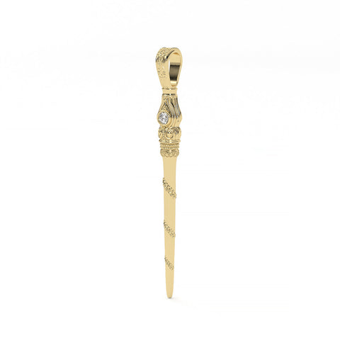 Magical Vine Wand Pendant ~ 14K Gold with Diamond