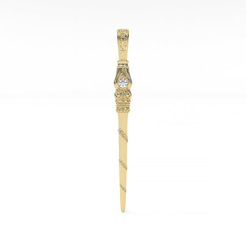 Magical Vine Wand Pendant ~ 14K Gold with Diamond