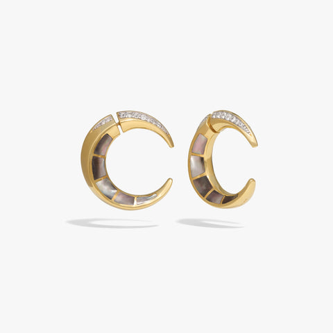 Statement Crescent Moon Earrings - Mother of Pearl or Moonstone