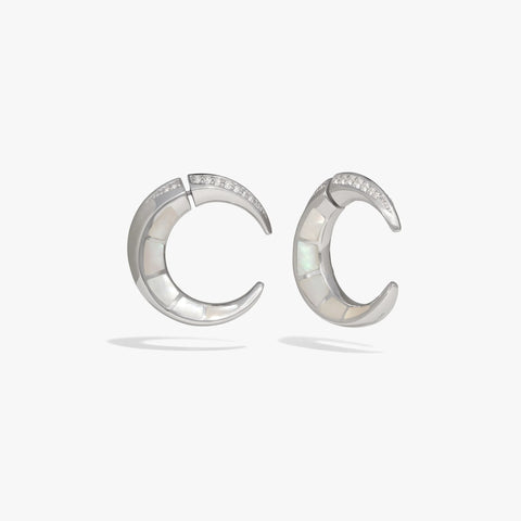 Statement Crescent Moon Earrings - Mother of Pearl or Moonstone