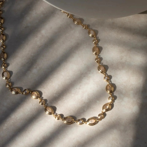 Gemstone Tennis Necklace ~ Moonstone or Blue Quartz