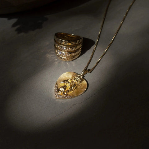Aphrodite Necklace ~ Heart Shaped 14K Gold Vermeil & Gemstones