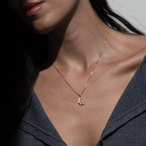 Moon Wave Necklace ~ Silver or Gold Vermeil