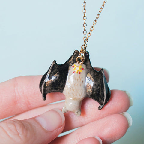 Fruit Bat Necklace ~ Whimsical Halloween Necklace