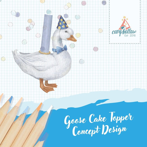 Goose Whimsical Cake Topper - Blue