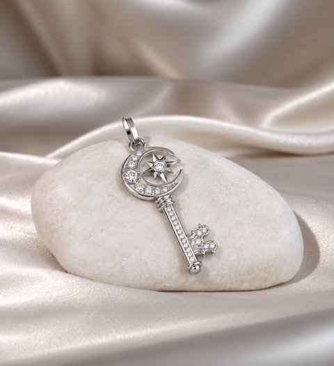 Moon Key Pendant ~ Solid Silver or Gold