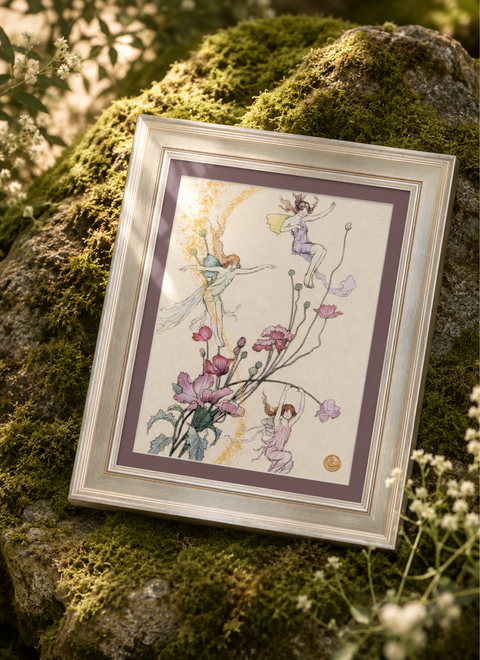 Fairies Dancing in the Cosmos - Silver Gilded Frame