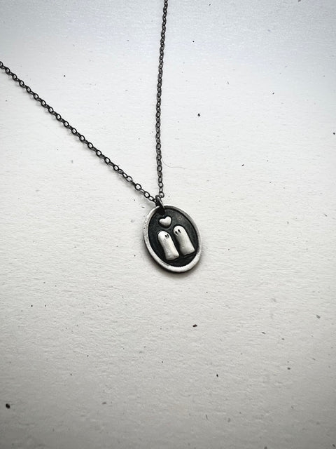 Two Ghosts Charm Necklace ~ Minimalist Jewelry