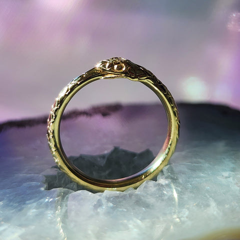Ouroboro Coiled Snake Ring ~ Solid Silver or Gold
