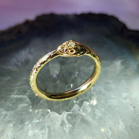 Ouroboro Coiled Snake Ring ~ Solid Silver or Gold
