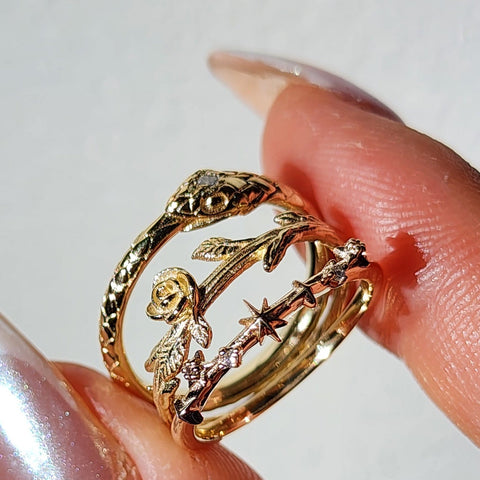 Ouroboro Coiled Snake Ring ~ Solid Silver or Gold