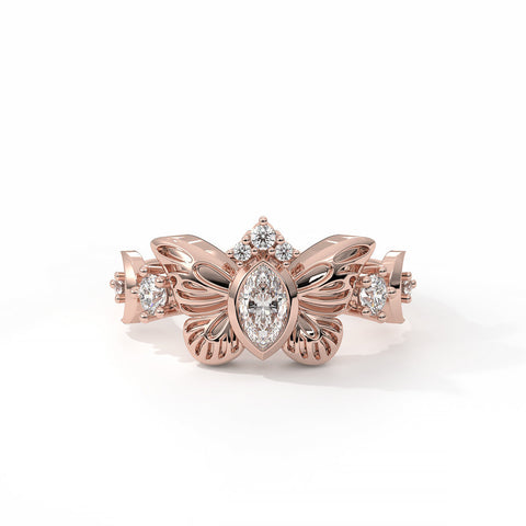 The Forest Butterfly Ring - Solid Gold & Diamonds