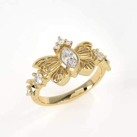 The Forest Butterfly Ring - Solid Gold & Diamonds