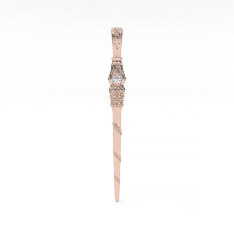 Magical Vine Wand Pendant ~ 14K Gold with Diamond