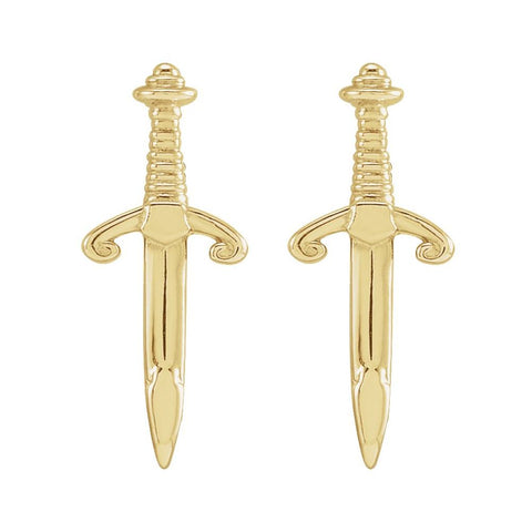 "Heroine" 14K Gold Dagger Stud Earrings
