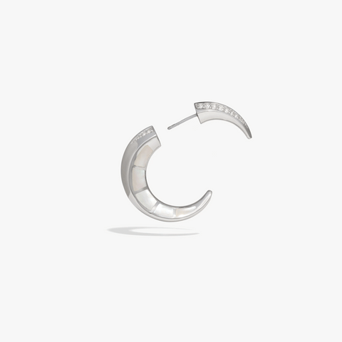 Statement Crescent Moon Earrings - Mother of Pearl or Moonstone