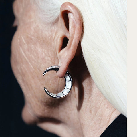Statement Crescent Moon Earrings - Mother of Pearl or Moonstone