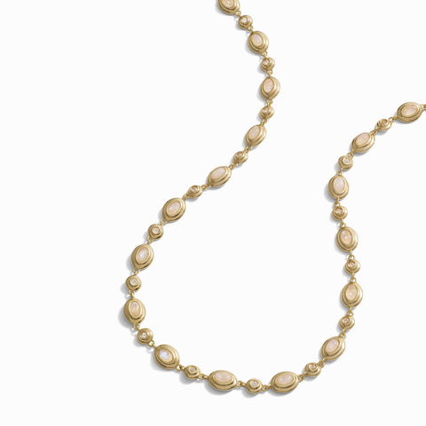 Gemstone Tennis Necklace ~ Moonstone or Blue Quartz