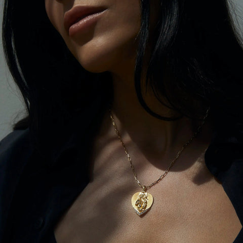 Aphrodite Necklace ~ Heart Shaped 14K Gold Vermeil & Gemstones