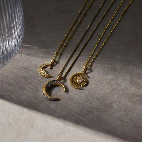 Moon Wave Necklace ~ Silver or Gold Vermeil